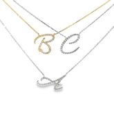 14k White or Yellow Gold Diamond Script Necklace
